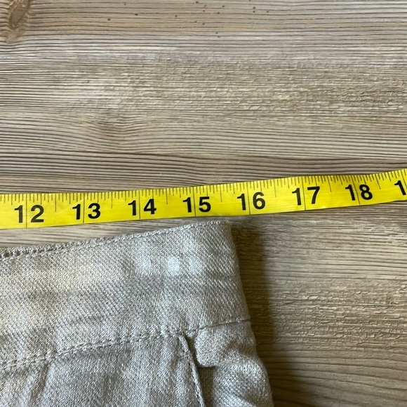 Rachel Zoe Wide leg linen pants Tan Metallic Pull on Pockets Size L Shimmer - Picture 4 of 12